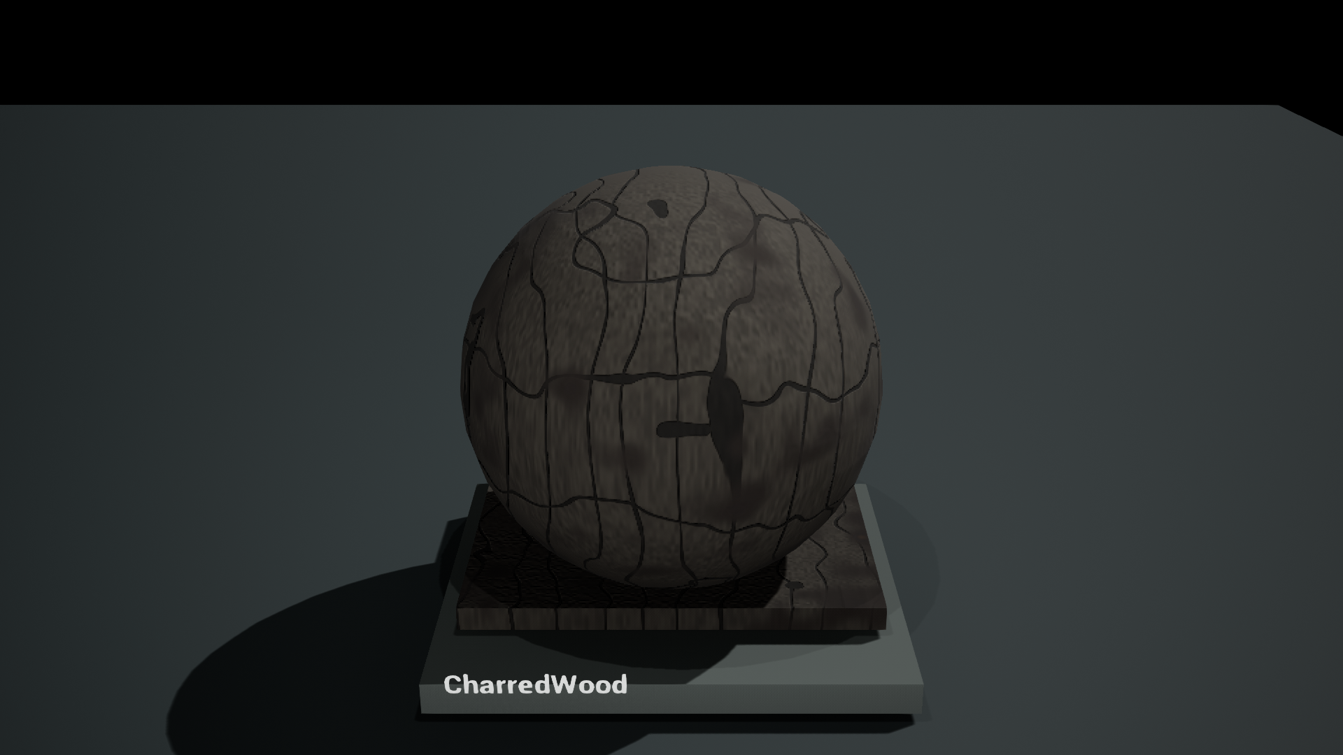 Charred Wood with longitudinal grain and fractures