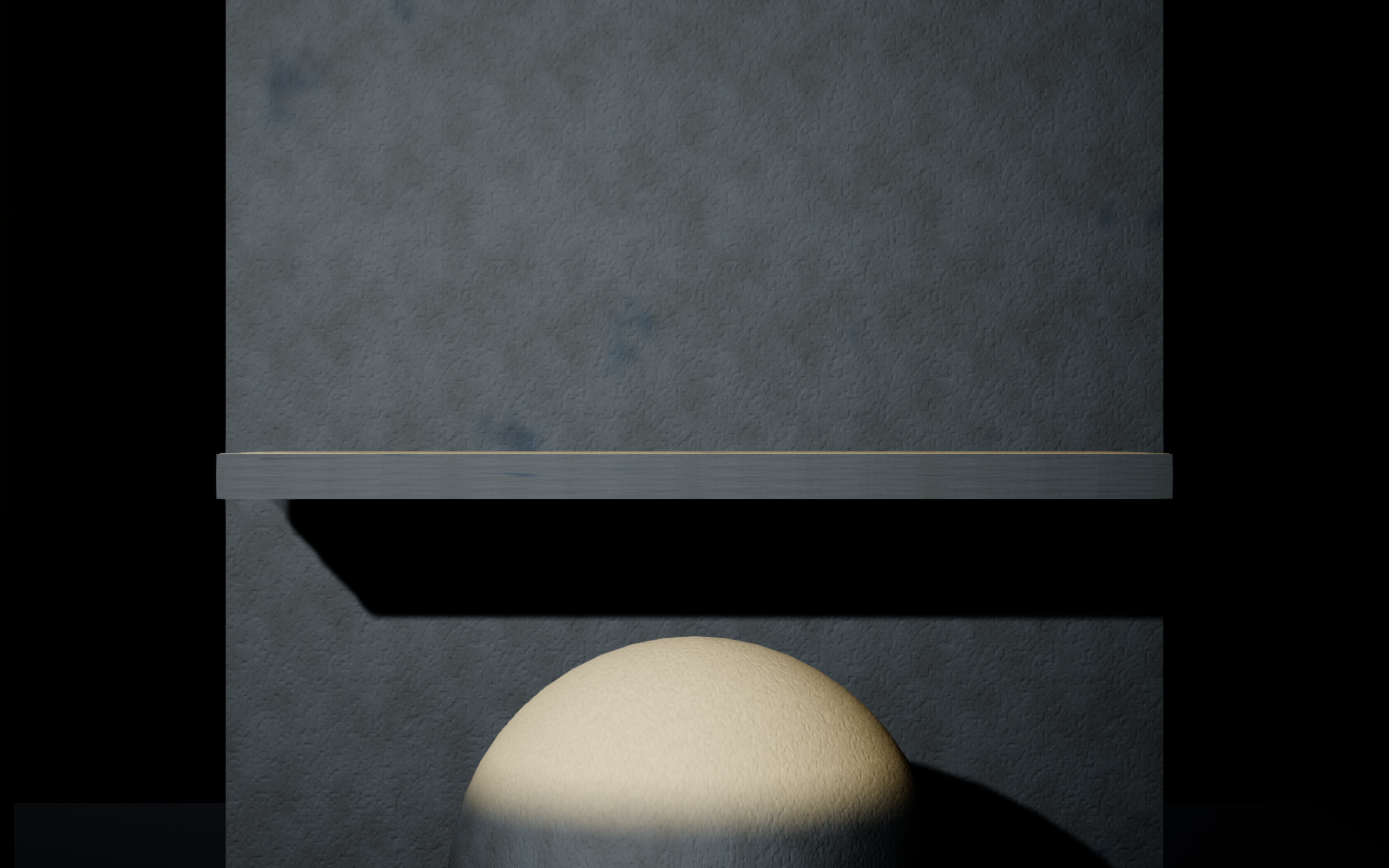 Close view of dust accumulating on the upward-facing part of the smooth sphere