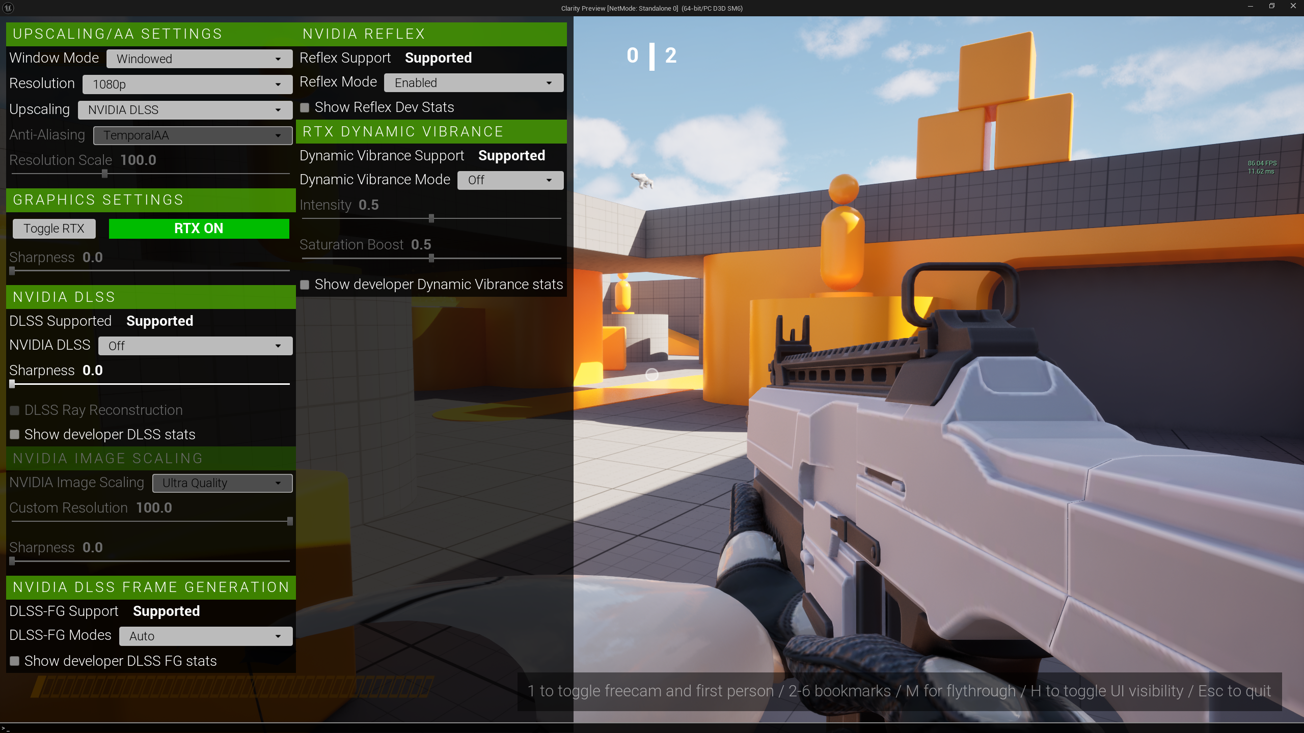 Unreal Engine scene with both DLSS and TAAC disabled
