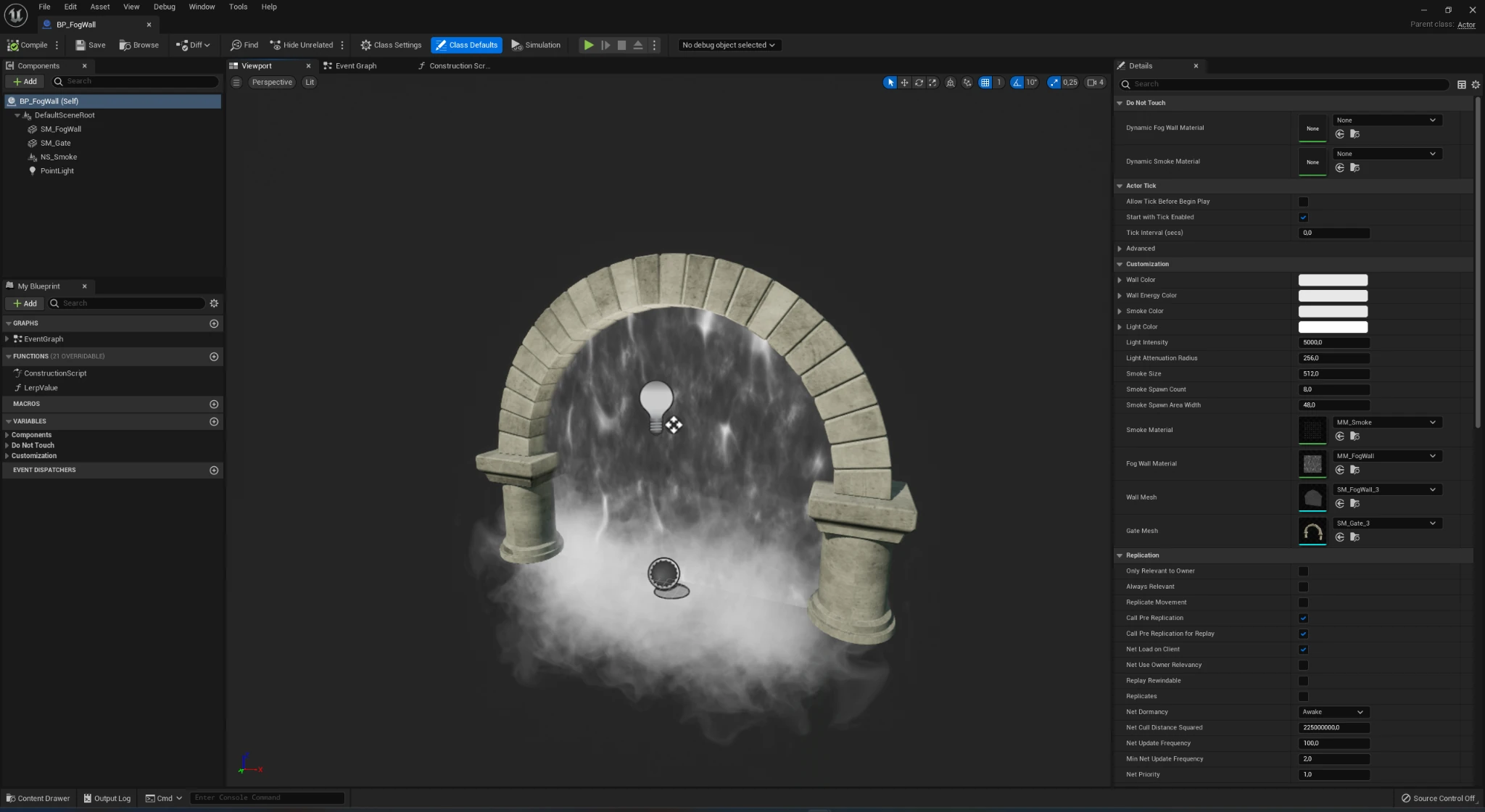 Fog Wall VFX Blueprint preview