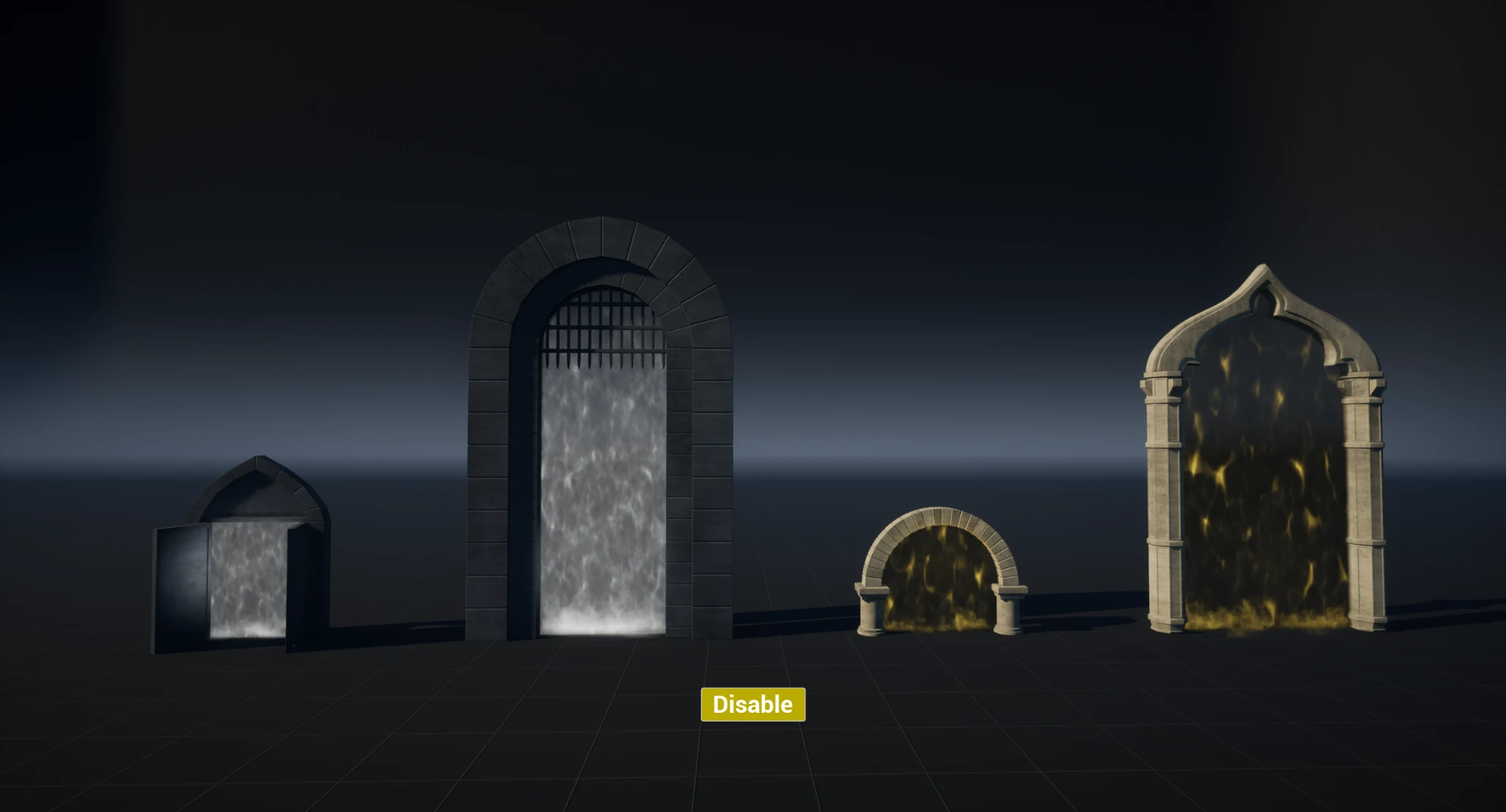 Fog walls in the example level