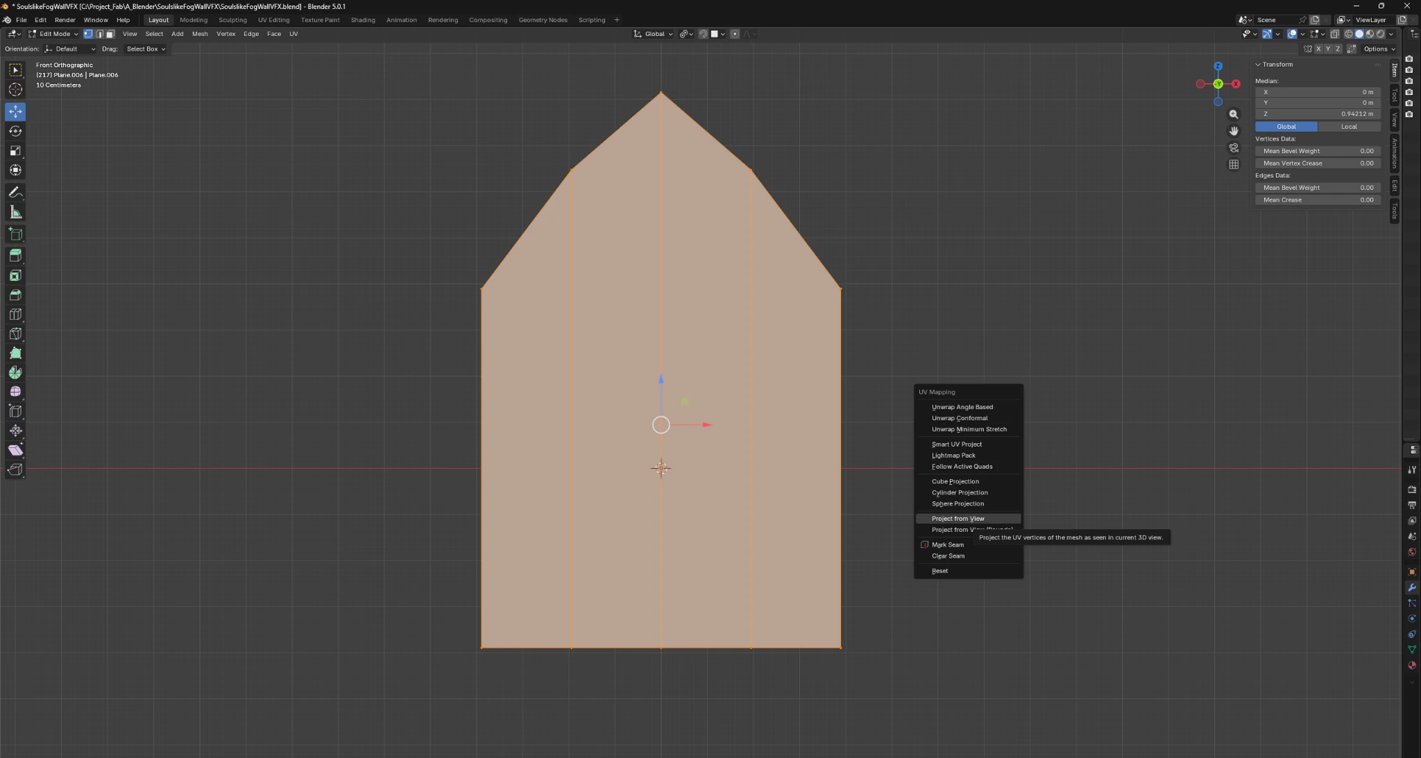 Project From View in Blender