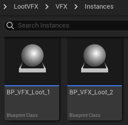 Item Pickup VFX child blueprints