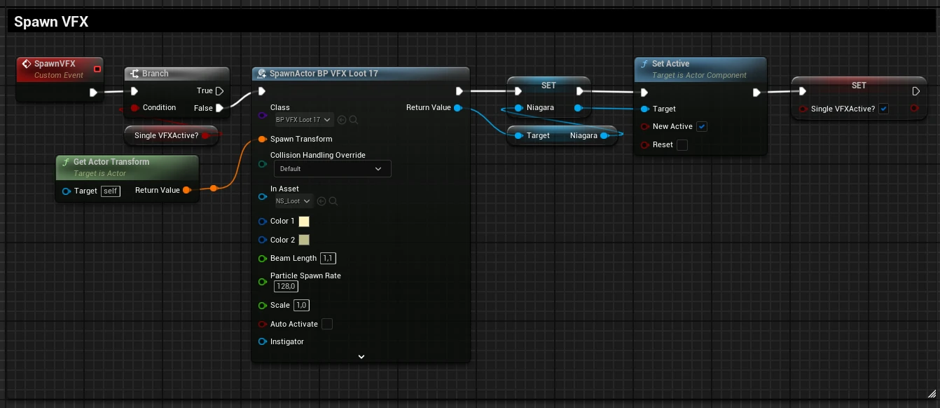 Spawn VFX Blueprint example