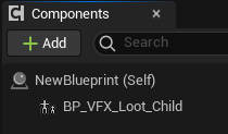 Item Pickup VFX child Blueprint as an actor component
