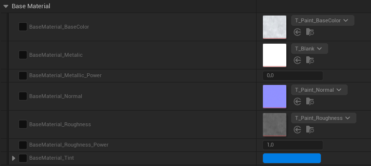 Base Material parameters